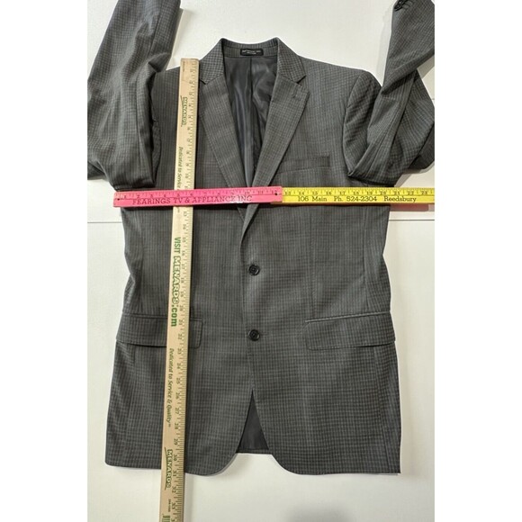 John Varvatos Blazer Sport Coat Men 40L Gray Wool Plaid Jacket Two Button USA - Picture 6 of 16